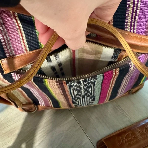 Nena & Co. Multicolor Striped Tote with Leather Trim